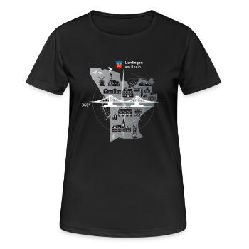Uerdingen am Rhein 360° - Frauen T-Shirt atmungsaktiv - Schwarz - Vorne - AI Model Female 172 light (172cm)
