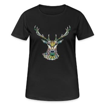 Hirsch - Frauen T-Shirt atmungsaktiv - Schwarz - Vorne - AI Model Female 172 light (172cm)