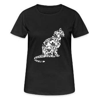 Katze Miezekatze Kätzchen Miau Geschenk - Frauen T-Shirt atmungsaktiv - Schwarz - Vorne - AI Model Female 172 light (172cm)