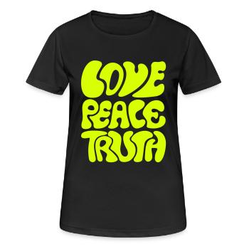 Love Peace Truth * amour paix vérité Bouddhisme - T-shirt respirant Femme - noir - Devant - AI Model Female 172 light (172cm)