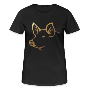 Schwein - Schweinekopf Bauernhof Tier - Frauen T-Shirt atmungsaktiv - Schwarz - Vorne - AI Model Female 172 light (172cm)