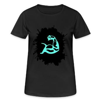 splatter bizeps - Frauen T-Shirt atmungsaktiv - Schwarz - Vorne - AI Model Female 172 light (172cm)