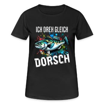 Ich dreh gleich Dorsch - Frauen T-Shirt atmungsaktiv - Schwarz - Vorne - AI Model Female 172 light (172cm)