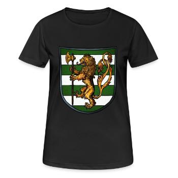 Armoiries lion d’or - T-shirt respirant Femme - noir - Devant - AI Model Female 172 light (172cm)