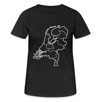 Niederlande Landkarte mit allen Staaten - Frauen T-Shirt atmungsaktiv - Schwarz - Vorne - AI Model Female 172 light (172cm)