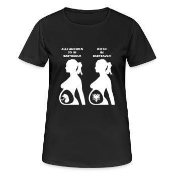 GESCHENK BABYBAUCH GEBOREN ALBANIEN - Frauen T-Shirt atmungsaktiv - Schwarz - Vorne - AI Model Female 172 light (172cm)