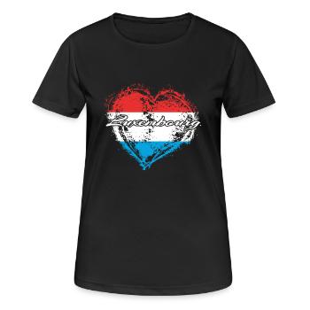 PAYS CADEAU ROOTS AMOUR Luxembourg - T-shirt respirant Femme - noir - Devant - AI Model Female 172 light (172cm)