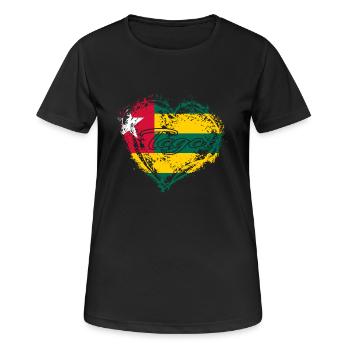 PAYS CADEAU ROOTS AMOUR Togo - T-shirt respirant Femme - noir - Devant - AI Model Female 172 light (172cm)