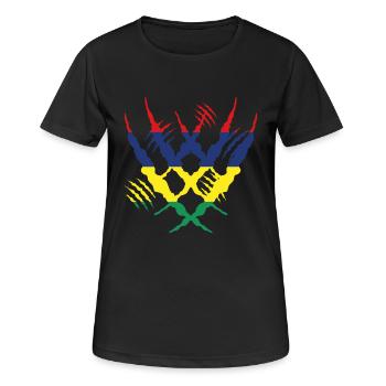 Claw Klaue worn risse riss x heimat stolz Mauritiu - Frauen T-Shirt atmungsaktiv - Schwarz - Vorne - AI Model Female 172 light (172cm)