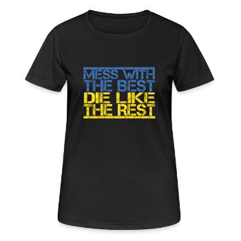 Accueil Mess avec le meilleur amour Ukraine .png - T-shirt respirant Femme - noir - Devant - AI Model Female 172 light (172cm)