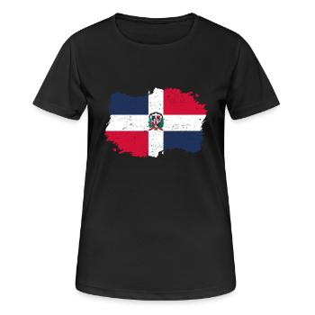 indigène Drapeau Roots Roots Re dominicaine - T-shirt respirant Femme - noir - Devant - AI Model Female 172 light (172cm)