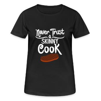 Ne fais pas confiance à un cuisinier maigre - cadeau - T-shirt respirant Femme - noir - Devant - AI Model Female 172 light (172cm)