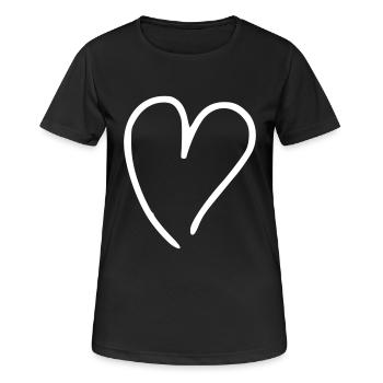 Herz Emoji Skizze - Frauen T-Shirt atmungsaktiv - Schwarz - Vorne - AI Model Female 172 light (172cm)