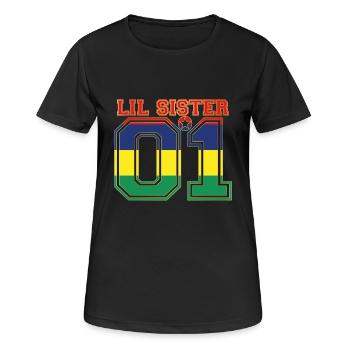 SISTER QUEEN 01 LIL SISTER Ile Maurice - T-shirt respirant Femme - noir - Devant - AI Model Female 172 light (172cm)