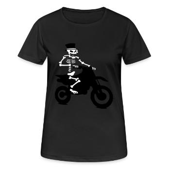 Squelette avec le cylindre moteur d'entraînement - T-shirt respirant Femme - noir - Devant - AI Model Female 172 light (172cm)