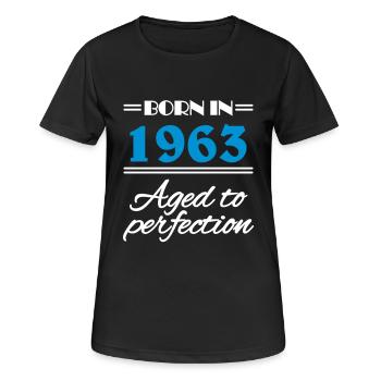 Born in 1963 Aged to perfection - Frauen T-Shirt atmungsaktiv - Schwarz - Vorne - AI Model Female 172 light (172cm)