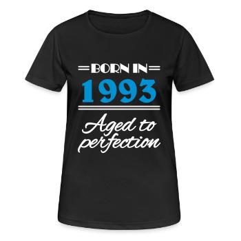 Born in 1993 Aged to perfection - Frauen T-Shirt atmungsaktiv - Schwarz - Vorne - AI Model Female 172 light (172cm)
