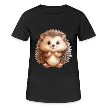 Süsser sitzender Igel - Frauen T-Shirt atmungsaktiv - Schwarz - Vorne - AI Model Female 172 light (172cm)