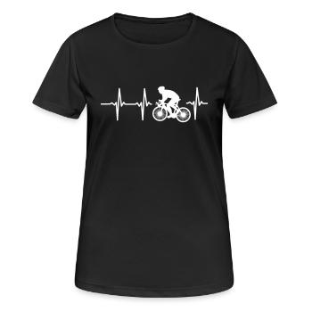 MEIN HERZ SCHLÄGT FÜR RADSPORT! - Frauen T-Shirt atmungsaktiv - Schwarz - Vorne - AI Model Female 172 light (172cm)