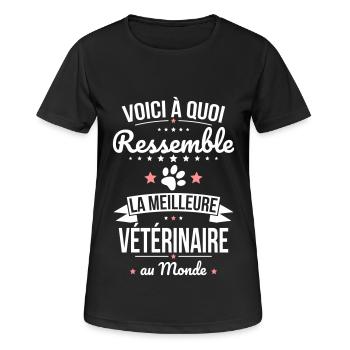 Voici à quoi ressemble la meilleure vétérinaire - T-shirt respirant Femme - noir - Devant - AI Model Female 172 light (172cm)