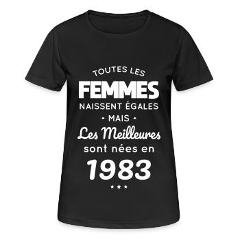 Anniversaire 40 ans - Meilleures sont nées en 1983 - T-shirt respirant Femme - noir - Devant - AI Model Female 172 light (172cm)
