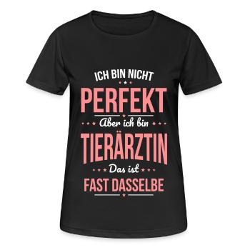 Ich bin nicht perfekt aber ich bin Tierärztin - Frauen T-Shirt atmungsaktiv - Schwarz - Vorne - AI Model Female 172 light (172cm)