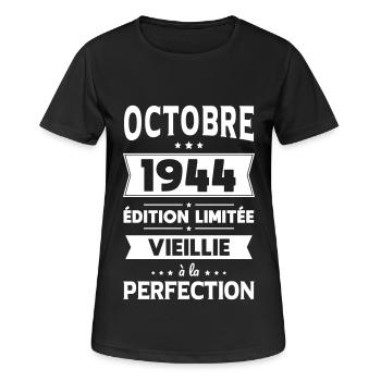 80th Birthday - October 1944 Perfection - Women's Breathable T-Shirt - black - Front - AI Model Female 172 light (172cm)