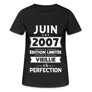 18th Birthday - June 2007 Perfection - Women's Breathable T-Shirt - black - Front - AI Model Female 172 light (172cm)