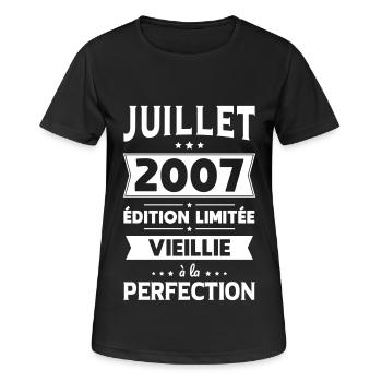 18th Birthday - July 2007 Perfection - Women's Breathable T-Shirt - black - Front - AI Model Female 172 light (172cm)