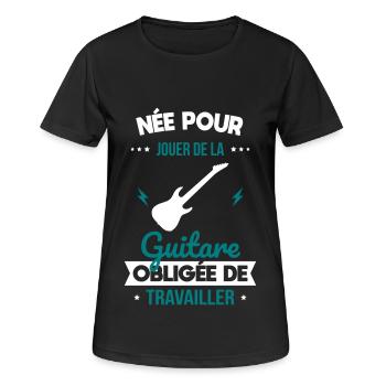 Née pour jouer de la guitare Obligée de travailler - T-shirt respirant Femme - noir - Devant - AI Model Female 172 light (172cm)