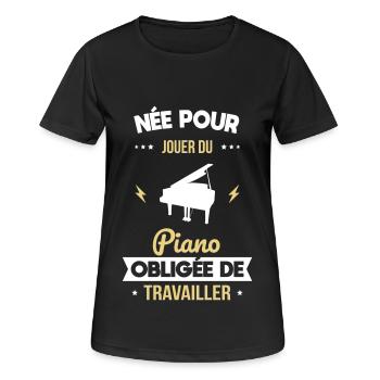 Née pour jouer du piano - Obligée de travailler - T-shirt respirant Femme - noir - Devant - AI Model Female 172 light (172cm)