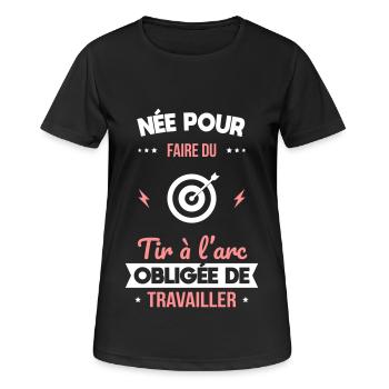 Née pour faire tir à l'arc Obligée de travailler - T-shirt respirant Femme - noir - Devant - AI Model Female 172 light (172cm)