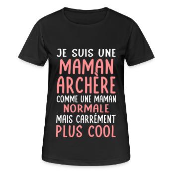 Maman archère comme maman normale plus cool - T-shirt respirant Femme - noir - Devant - AI Model Female 172 light (172cm)