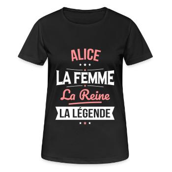 Alice - La Femme - La Reine - La Légende - T-shirt respirant Femme - noir - Devant - AI Model Female 172 light (172cm)