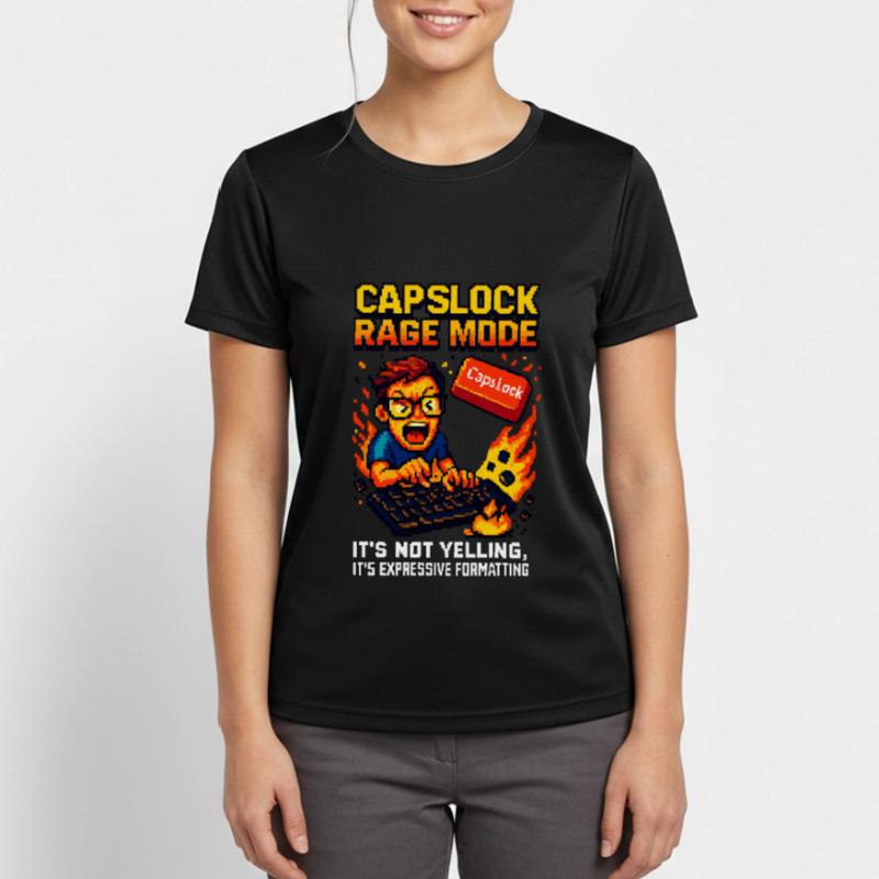 Capslock Rage Mode – Wütender Pixel-Nerd Frauen T-Shirt atmungsaktiv