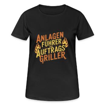 Anlagenführer und Auftragsgriller BBQ Grillen - Frauen T-Shirt atmungsaktiv - Schwarz - Vorne - AI Model Female 172 light (172cm)