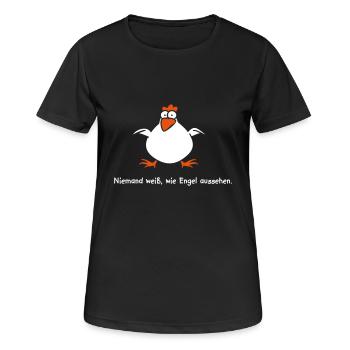 Unbekannter Engel - Frauen T-Shirt atmungsaktiv - Schwarz - Vorne - AI Model Female 172 light (172cm)