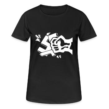 Contre les nazis contre le poing droit - T-shirt respirant Femme - noir - Devant - AI Model Female 172 light (172cm)