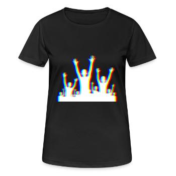 Glitch Party – Festival Style - Frauen T-Shirt atmungsaktiv - Schwarz - Vorne - AI Model Female 172 light (172cm)