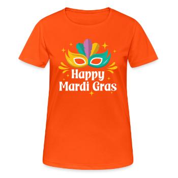 Frohen Mardi Gras - Frauen T-Shirt atmungsaktiv - Neonorange - Vorne - AI Model Female 172 dark (172cm)
