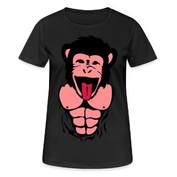 Affe Gorilla Affe tete4 Körper muscle1 - Frauen T-Shirt atmungsaktiv - Schwarz - Vorne - AI Model Female 172 light (172cm)