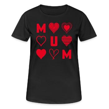 Red Hearts Mum - Women's Breathable T-Shirt - black - Front - AI Model Female 172 light (172cm)