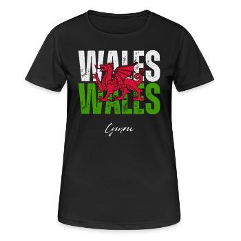 Flagge von Wales, walisischer Stolz - Frauen T-Shirt atmungsaktiv - Schwarz - Vorne - AI Model Female 172 light (172cm)