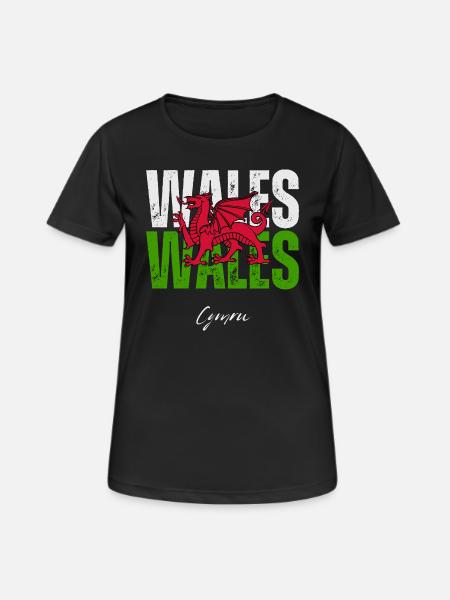 Flag of Wales, Welsh pride - Women's Breathable T-Shirt - black