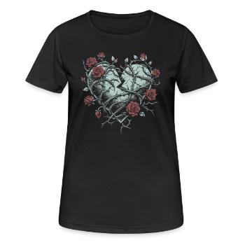 Cœur brisé avec des épines - Gothique - T-shirt respirant Femme - noir - Devant - AI Model Female 172 light (172cm)
