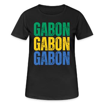 Flagge von Gabun, Gabunischer Stolz - Frauen T-Shirt atmungsaktiv - Schwarz - Vorne - AI Model Female 172 light (172cm)