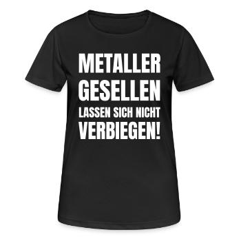 Metaller Gesellen lassen sich nicht verbiegen. - Frauen T-Shirt atmungsaktiv - Schwarz - Vorne - AI Model Female 172 light (172cm)