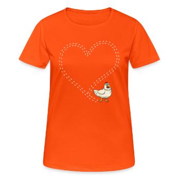 Chicken Huhn - Frauen T-Shirt atmungsaktiv - Neonorange - Vorne - AI Model Female 172 dark (172cm)