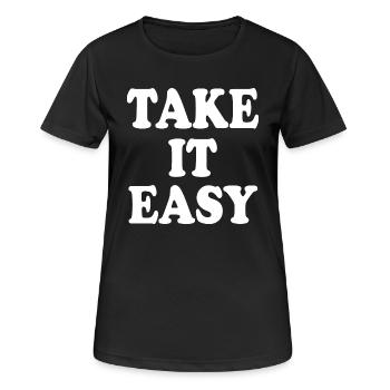 Take it easy - Frauen T-Shirt atmungsaktiv - Schwarz - Vorne - AI Model Female 172 light (172cm)