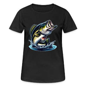 Springender Barsch - Frauen T-Shirt atmungsaktiv - Schwarz - Vorne - AI Model Female 172 light (172cm)